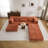 Compression Mahjong Sofa,Convertible Floor Sofa Bed,DIY Boneless Modular Sectional Sofa,No Assembly Required,Circle Fleece Fabric,Oversized 3 Seater With 3 Pillows,Orange-801647757