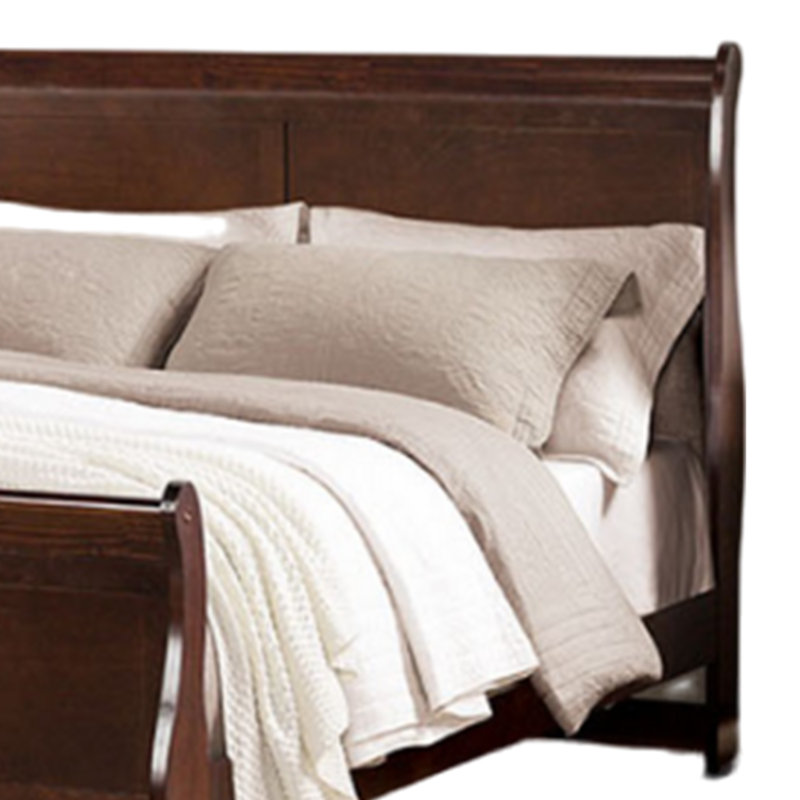 Ryla Bed, Sleigh Panel Headboard, Classic Solid Wood, Twin, Brown