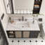 Comptoir de meuble-lavabo 43 po, comptoir blanc avec 3 trous de robinet pré-percés, comptoir de salle de bain avec lavabo central rectangulaire encastré et dosseret de 4 po de hauteur, Bianco Carrara Venato