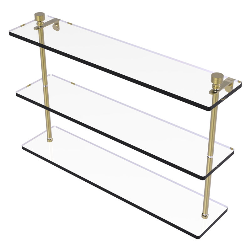 Ballenas 3 Piece Tiered Shelf, Satin Brass, 15" H x 22" W x 5" D