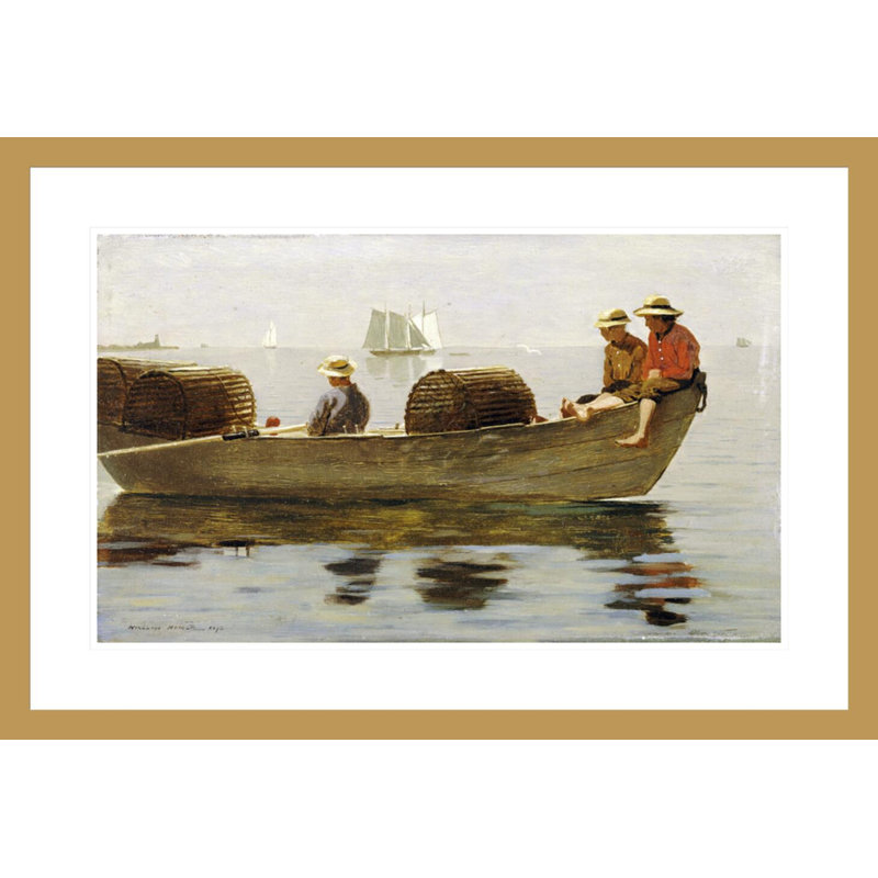 Trois garçons dans un dory par Winslow Homer - impression giclée encadrée, H 20,23 po x l 29,5 po
