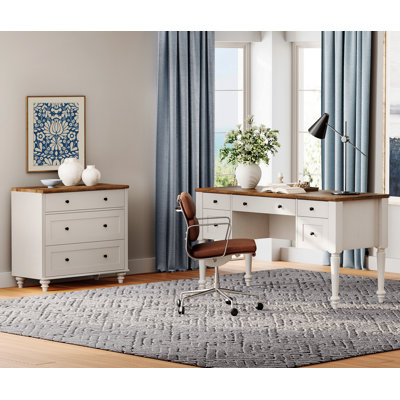 Farmhouse Style Desk And Wooden Dresser Combo Set, Kids Dressers With Wide Chest Of Drawers, Mid Century Modern Wooden Closet Storage Organizer, Writi by Charlton Home
