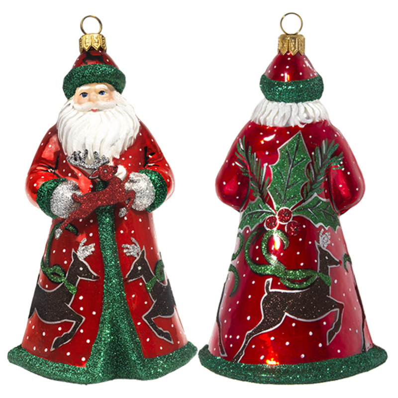 Red, Green and Silver Santa with Reindeer Accent