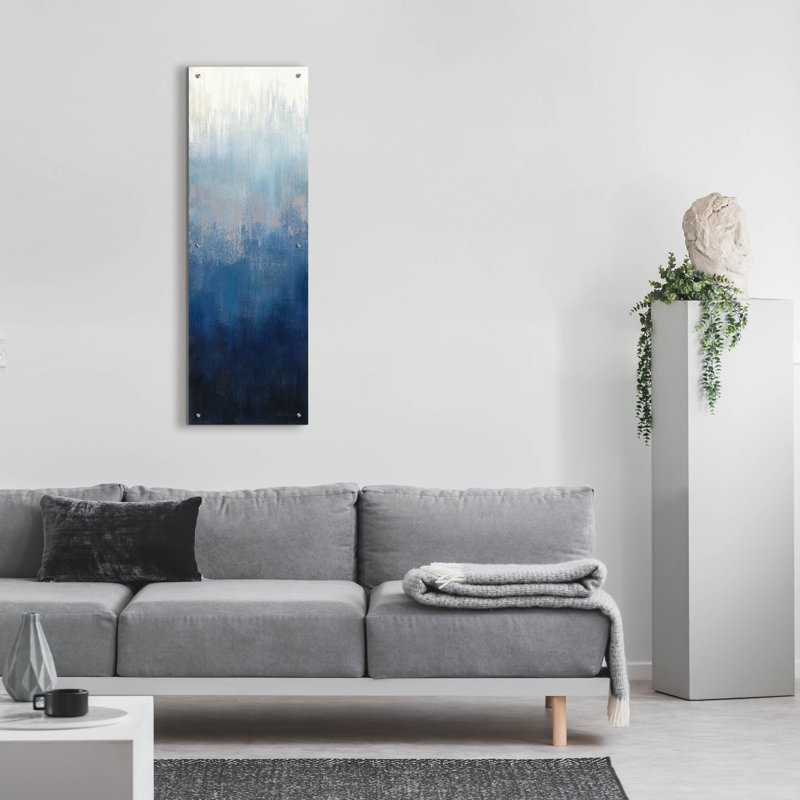«Silver Wave II» par Silvia Vassileva, art mural en verre acrylique, H 48 po x l 16 po x P 0,2 po