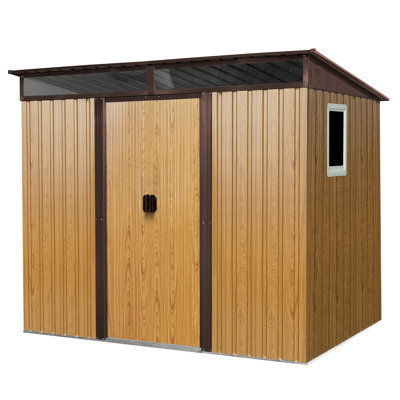Metal Shed For Backyard 8x6 Ft - Withstand Heavy Loads 8 X 6 Garden With Gloves Easy Assembly & Handling