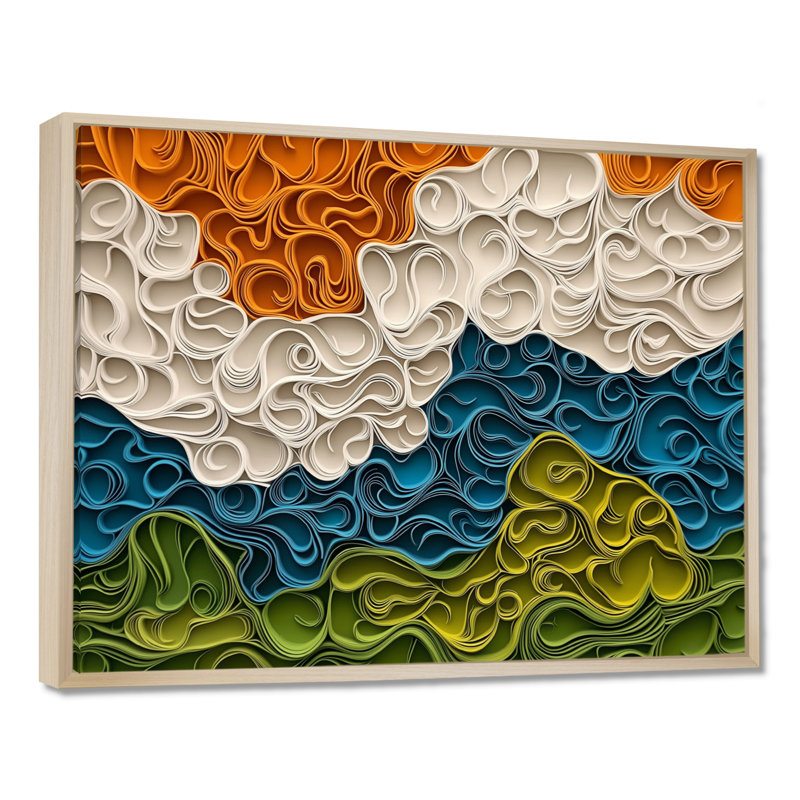 Westerleigh Biomorphism Earth Rhythm In Chaos IV - Abstraction lyrique, art mural, H 12 po x l 20 po, Cadre flottant, Naturel