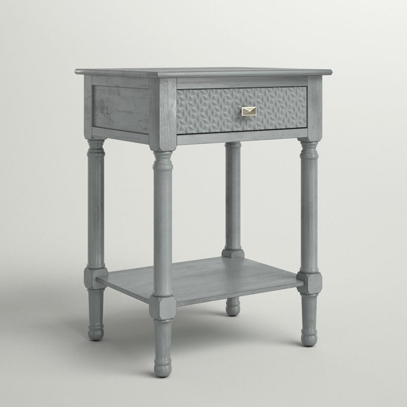 Peters End Table with Storage, Distressed Grey