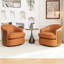Faux Leather Swivel Barrel Chair-96441082