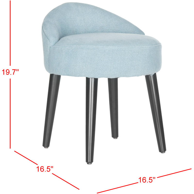 Vanity Solid Wood Accent Stool, Light Blue
