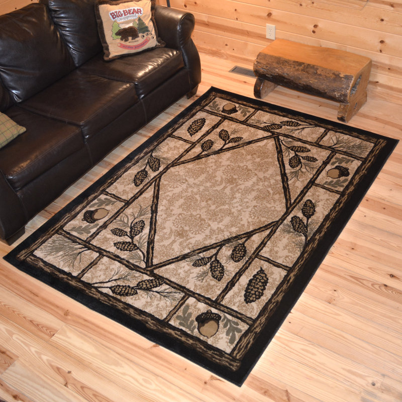 Tapis beige / noir Seagle, Rectangle 3 pi 11 po x 5 pi 3 po