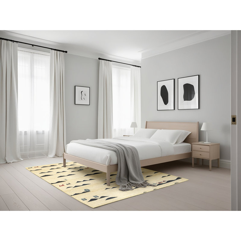 Tapis contemporain beige / brun / gris, Rectangle 5 pi x 7 pi