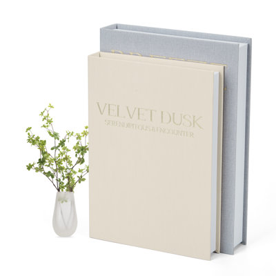 Ensemble de 4 boîtes de rangement pour livres magnétiques en lin - Organisateur de livres caché décoratif pour la maison, la bibliothèque, le bureau ou la table basse - Vert menthe et beige durable, décoration élégante et peu encombrante