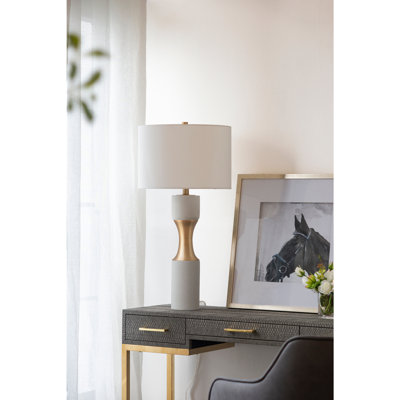 15x15x30" Cement With Metal Table Lamp