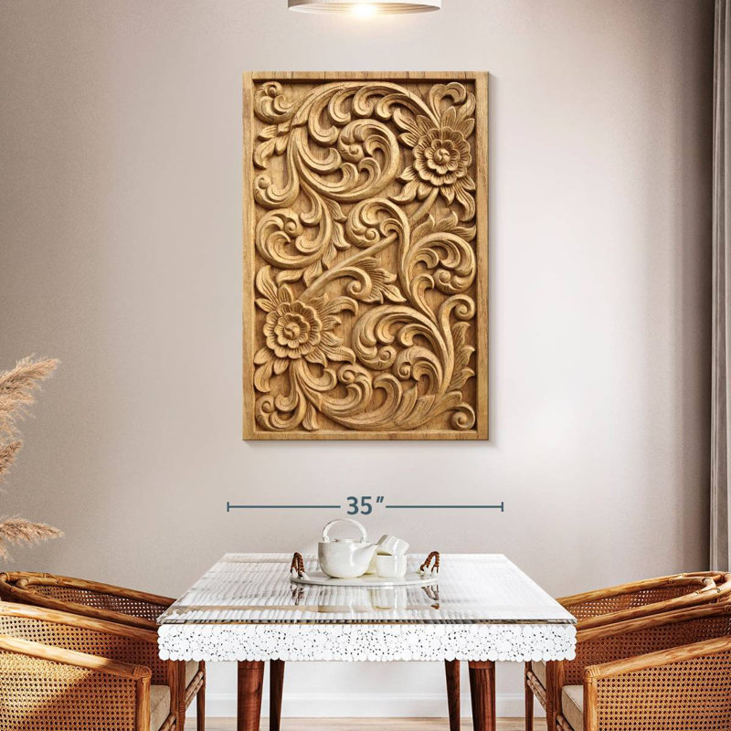 Senne Floral Carved Wood, 48" H x 32" W