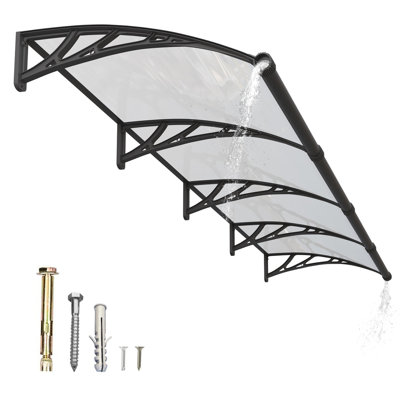 Solid Polycarbonate Sheet Window Awning Door Canopy  Panel with Large Drainage Grooves Bracket Outdoor Patio Shelter