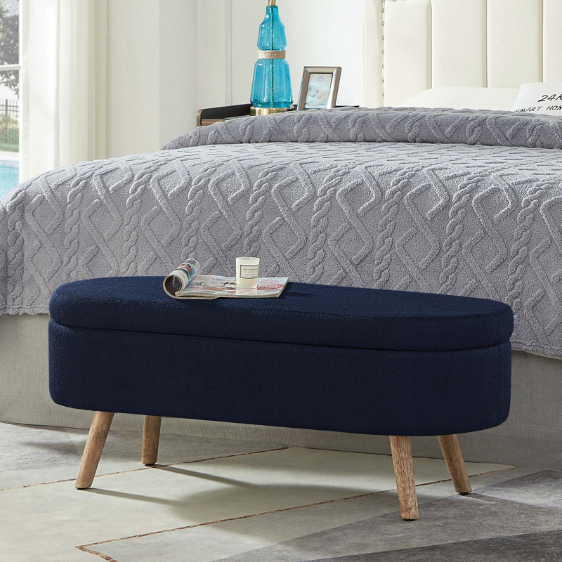 Banc de rangement avec repose-pieds ovale Luxury, Marine, Marine