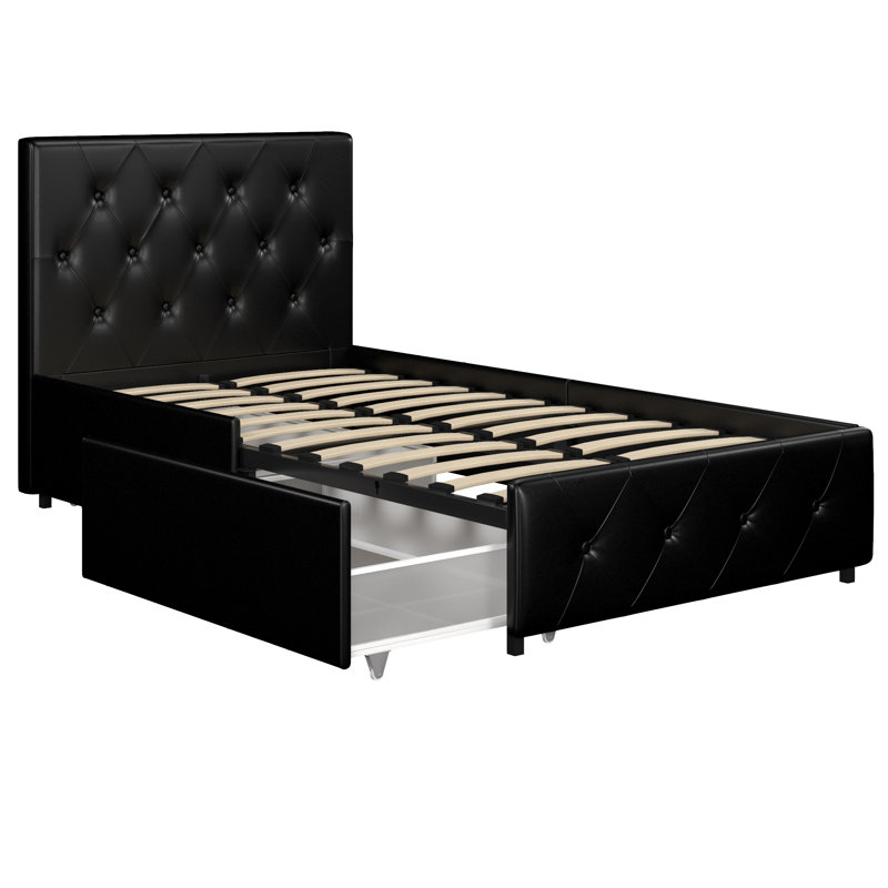 Upholstered Storage Bed, Single (3'), Black