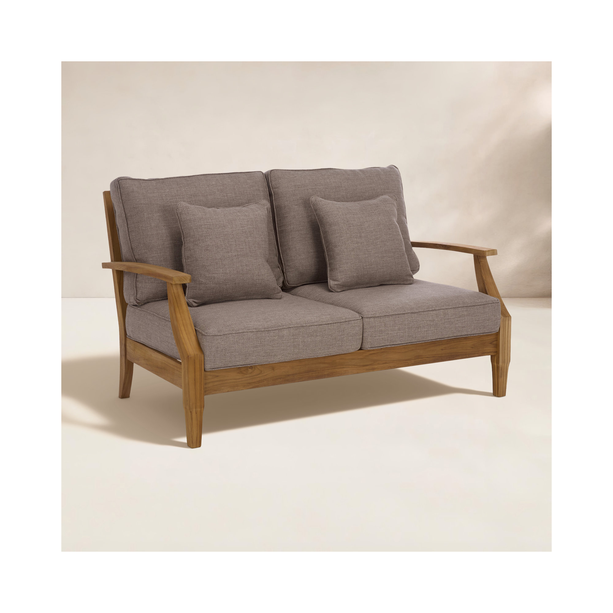 Clairmont Teakwood Patio Loveseat, Taupe