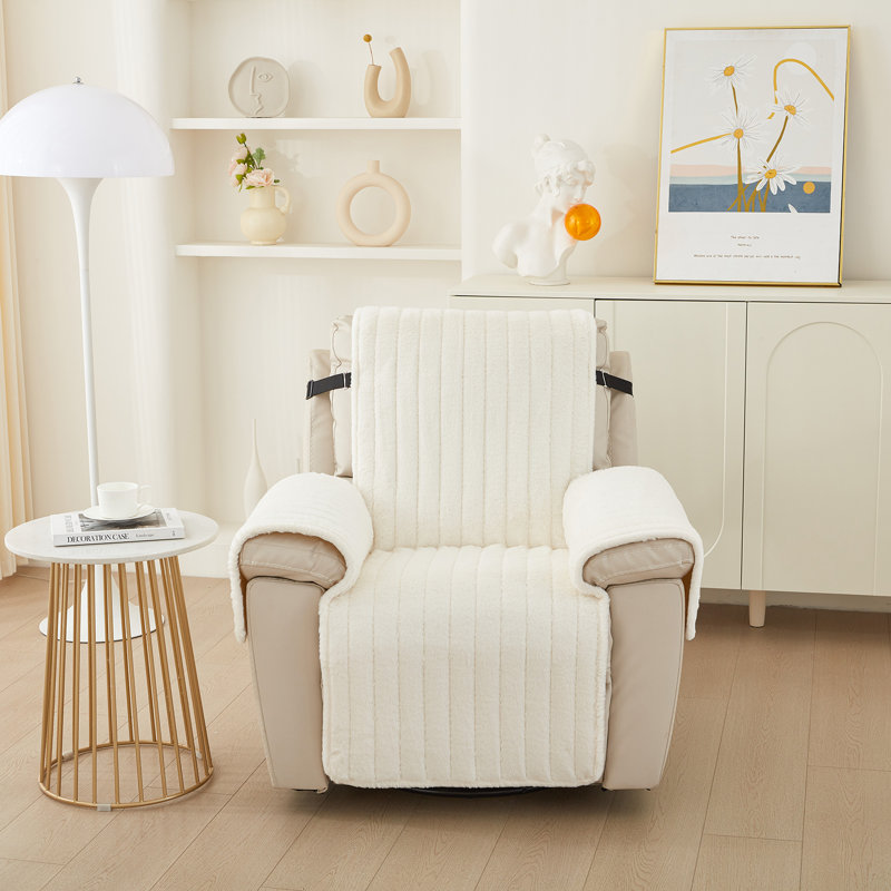 Housse pour fauteuil inclinable Shaggy, Mélange de polyester blanc