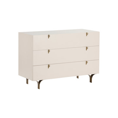 Saurab 3 Drawer 41.5" W Solid Wood Dresser - Cream