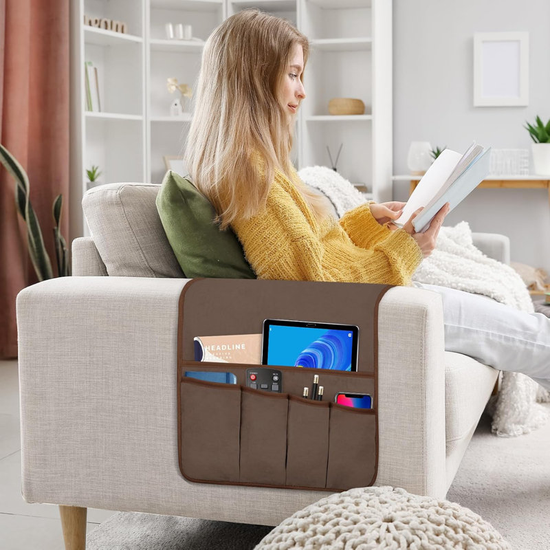 Couch Caddy Organisateur Support à télécommande pour rangement pour lit 5 poches