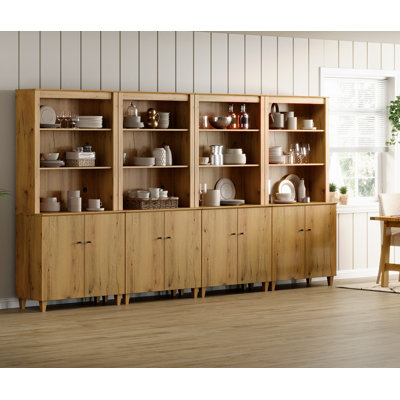 Étagère de cuisine 71 po à hauteur de 71 po avec portes, étagère de cuisine moderne à 4 colonnes et 5 niveaux avec tablettes réglables pour la salle à manger