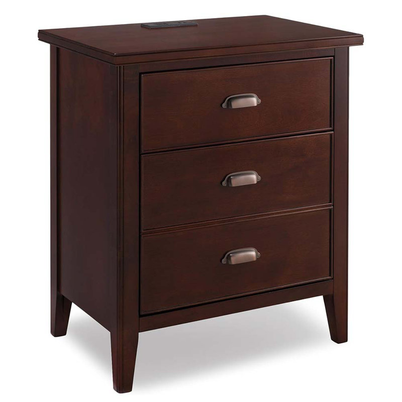 With Drawer, Door With USB-C Fast Charging Station And AC/USB Outlet, 2-Pack, Chocolate Cherry