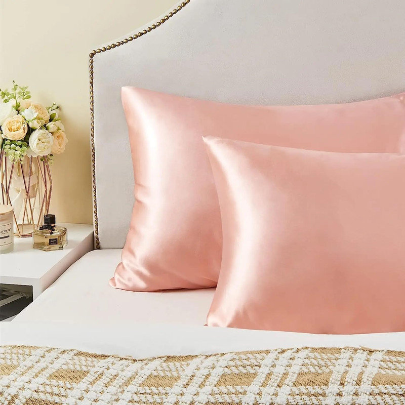 2PCS Satin Pillowcase for Hair and Skin, Super Soft and Cooling with Envelope Closure, Gift for Women Men., 19.68"H x 25.98"W