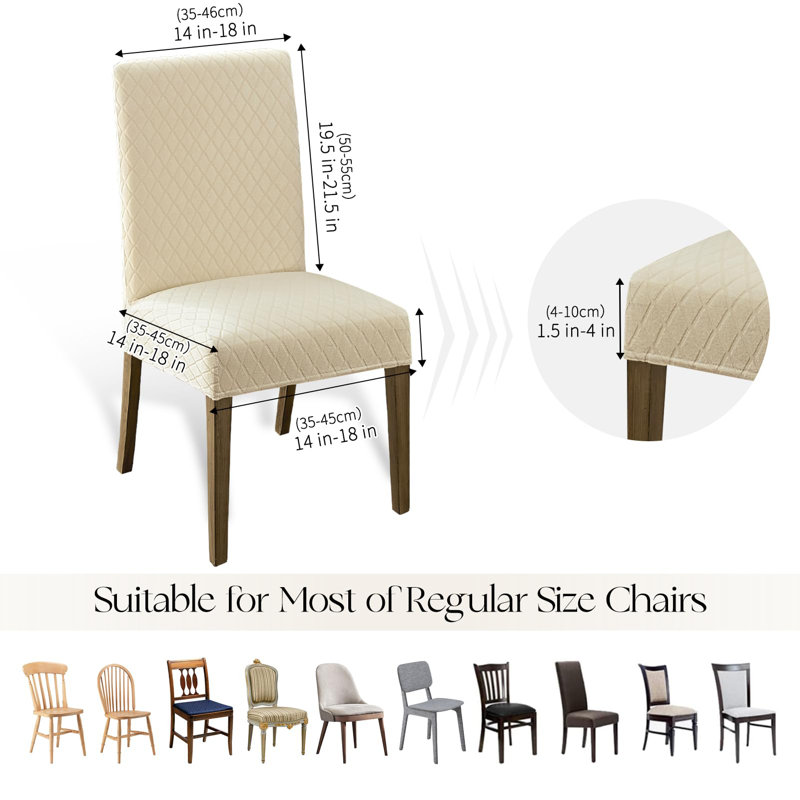 Ensemble de 4 housses de chaises de salle à manger 100% imperméables et ajustables, H 21,5 po x l 18 po x P 18 po