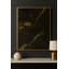 Gilded Silence - Black & Gold Abstract Noire Framed Canvas Wall Art by Kasian Art Studio - Black Frame