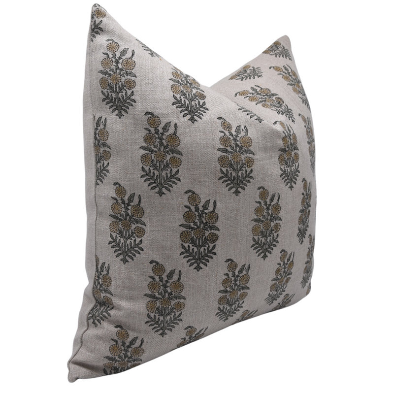 Fabdivine Hajara Handcrafted Linen Pillow Cover Fabdivine Block Print Cushion for Boho, Farmhouse, Vintage, and Modern Interiors- 16X16 Inch