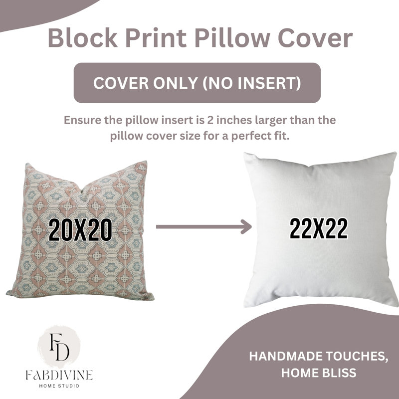 Coussin à motif de fleurs fabriqué à la main Fabividine, Pêche géométrique 1, Carré 14 po