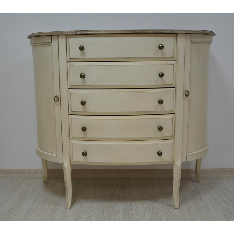 Allevard Solid Wood 102cm W 5 - Drawer Chest of Drawers