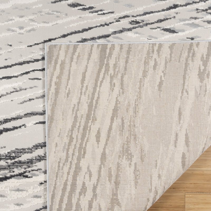 Baku Stormi Modern Abstract Grey Soft Polypropylene/Polyester Area Rug, Rectangle 8'8" x 13'1"