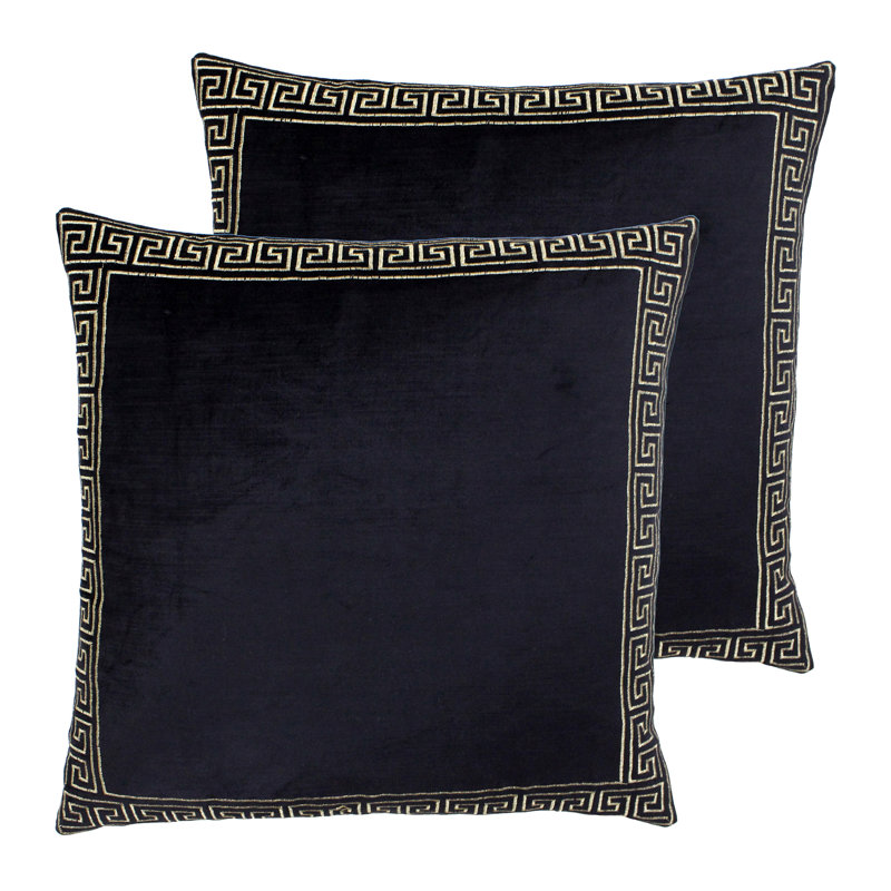 Ophelia Geometric Square Cushion, Black/Gold