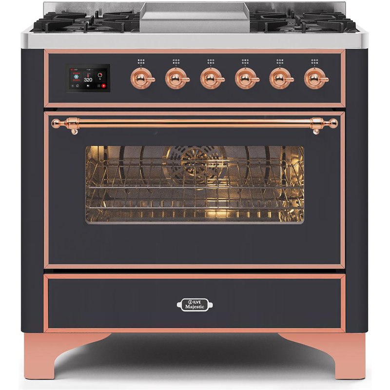 Majestic II Series 36" 3.5 cu ft. Freestanding Dual Fuel Range, Liquid Propane, Matte Graphite/Copper