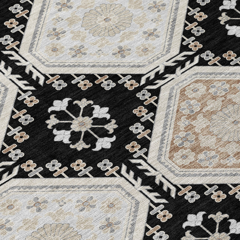 Tapis noir intérieur / extérieur lavable à la machine Christain ACN1443, Tapis de couloir 2 pi 3 po x 7 pi 6 po