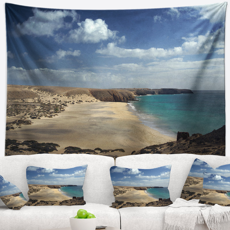 Tapisserie avec eaux bleues brillante shore, H 32 po x l 39 po