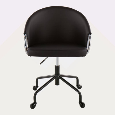Contemporary/Glam Task Chair In Metal And Faux Leather With Metal Accents
