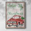 Merry Christmas - camion rouge, reproduction encadrée - bois massif-1942597930