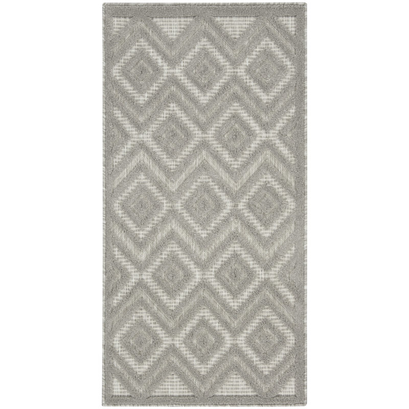 Foundry Select Versatile Diamond Silver Gray Indoor/Outdoor Area Rug, Rectangle 2' x 4'