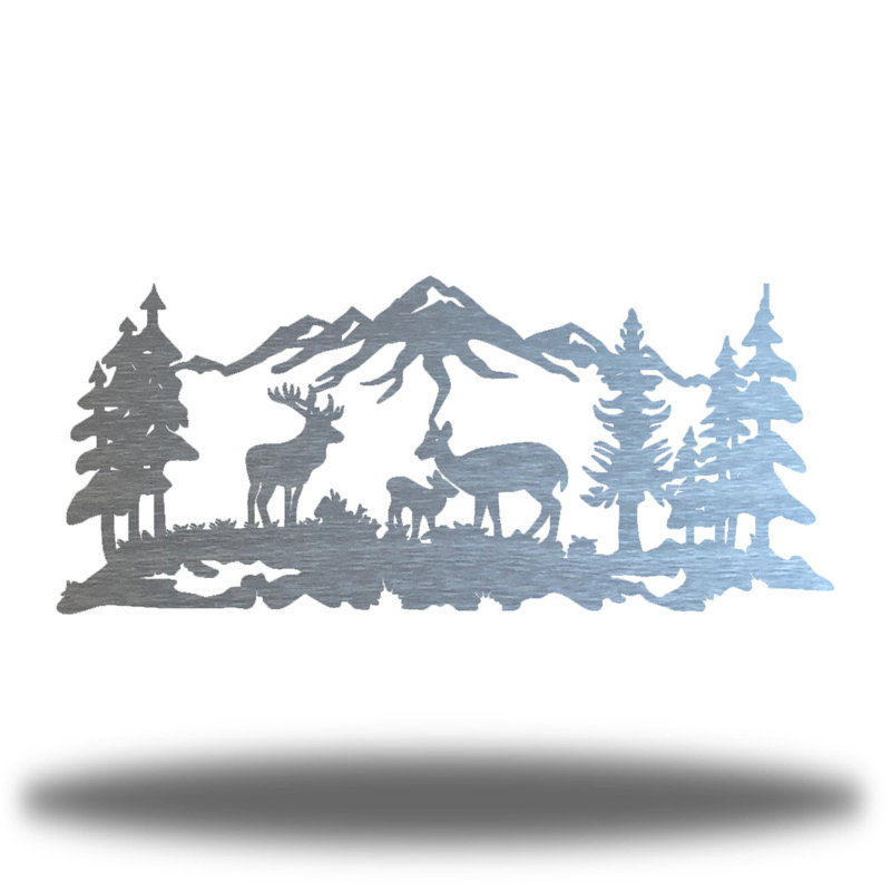 Décoration murale cerf en métal, Argent, H 10,25 po x l 24 po x P 0,06 po