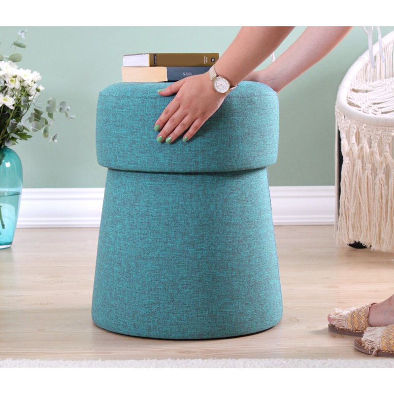 Élégant pouf bleu d'une hauteur de 19,7 po x 15,7 po | 50% coton / 50% tissu de lin, pieds cachés enduits de PVC de 1 cm | Éponge orthopédique 6 cm pour plus de confort de 35 cm | Parfait pour les décors bohémiens et l'intérieur