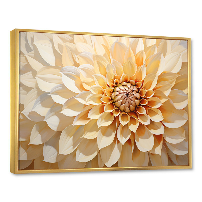 Minimalisme Dahlia - art mural Dahlia, Cadre flottant doré, 16" H x 32" W