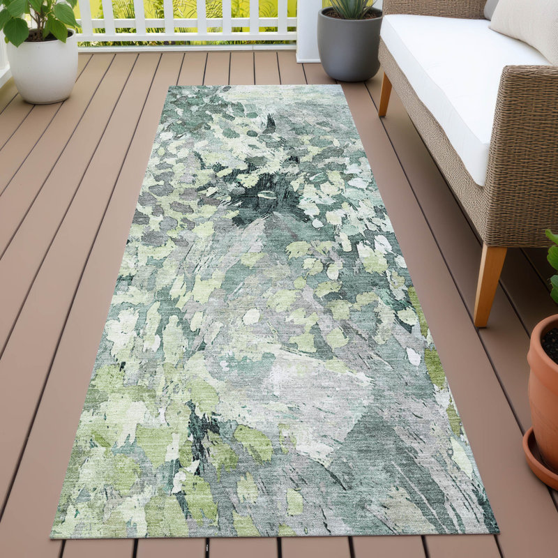 Tapis moderne lavable à la machine intérieur / extérieur ACN2736, Comme neuf, Tapis de couloir 2 pi 3 po x 7 pi 6 po