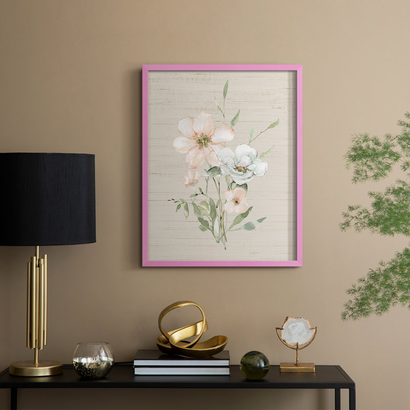 «Organic Botanical I», reproduction encadrée - bois massif, H 30 po x l 24 po, Rose