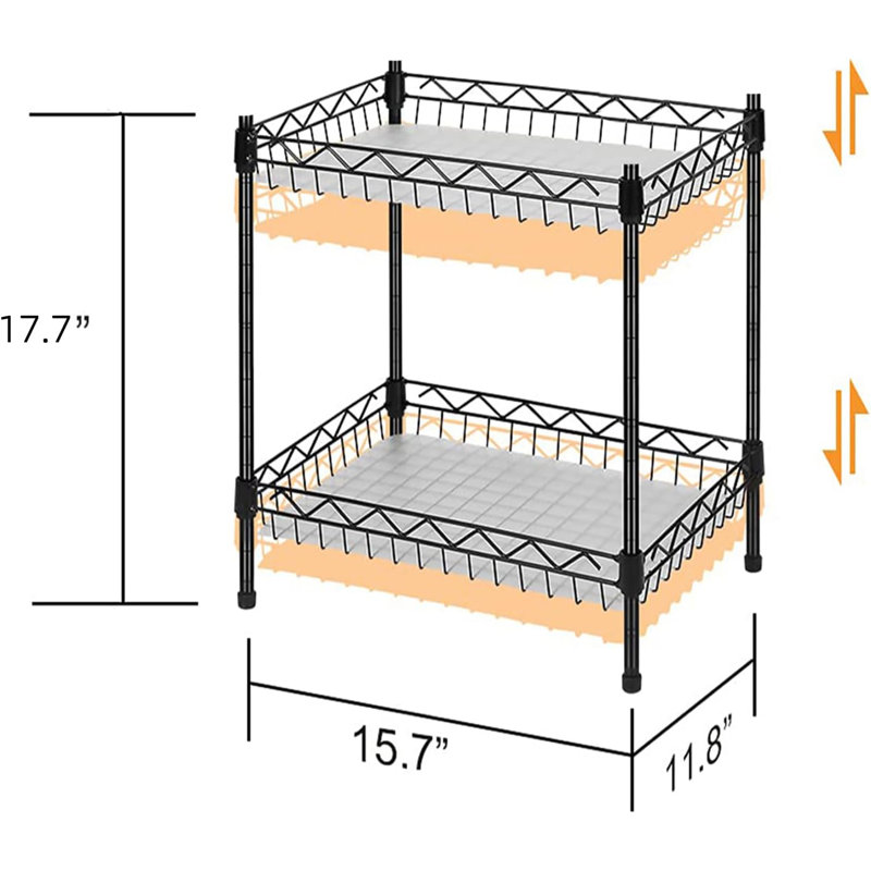 2-tier Wire Shelving Unit With Baskets