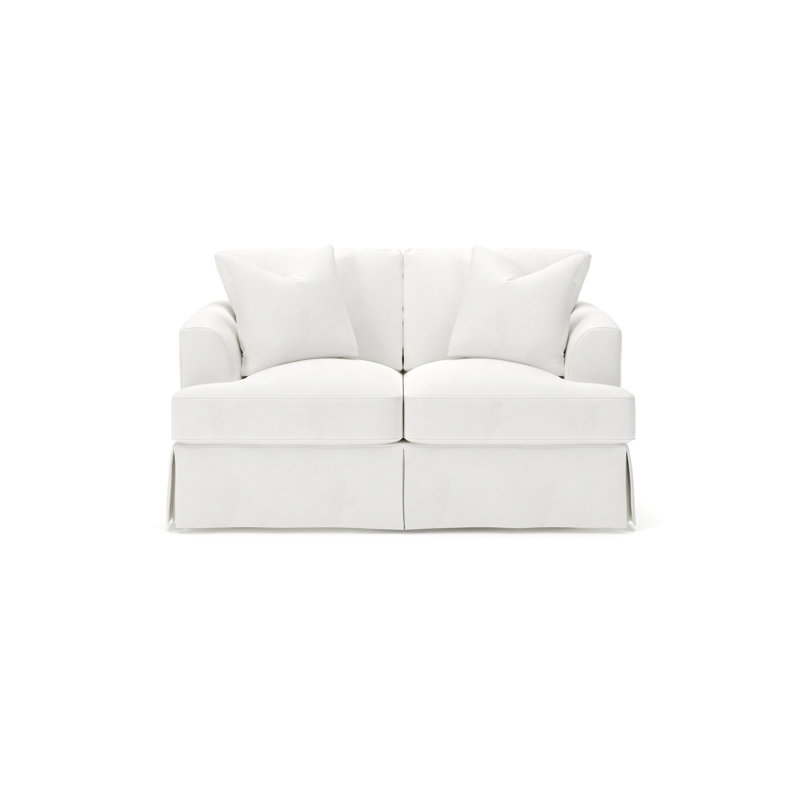 Lucia 65.5" Recessed Arm Slipcovered Loveseat, Classic Bleach White Twill