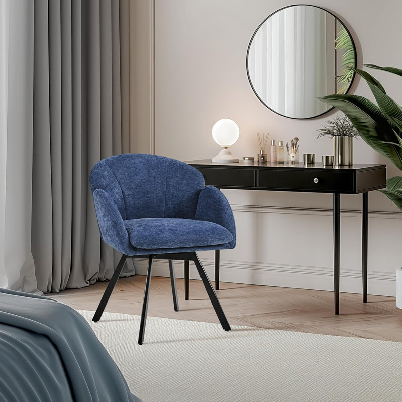 Chaise d'appoint pivotante, fauteuil en chenille fleur, chaise d'appoint avec base pivotante à 360 degrés et coussin de siège