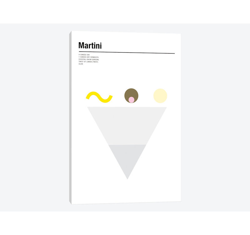 « martini », impression sur toile, H 26 po x l 18 po x P 1,5 po, Pas de tapis, Toile tendue